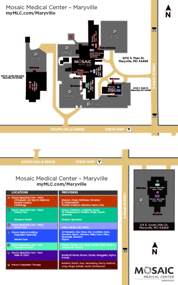 Mosaic Medical Center - Maryville campus map