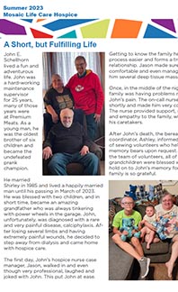 Hospice Summer 2023 Newsletter cover